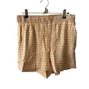 NWT Greylin Large Casual Shorts Beige Orange Print Rayon Cuffed Pockets
